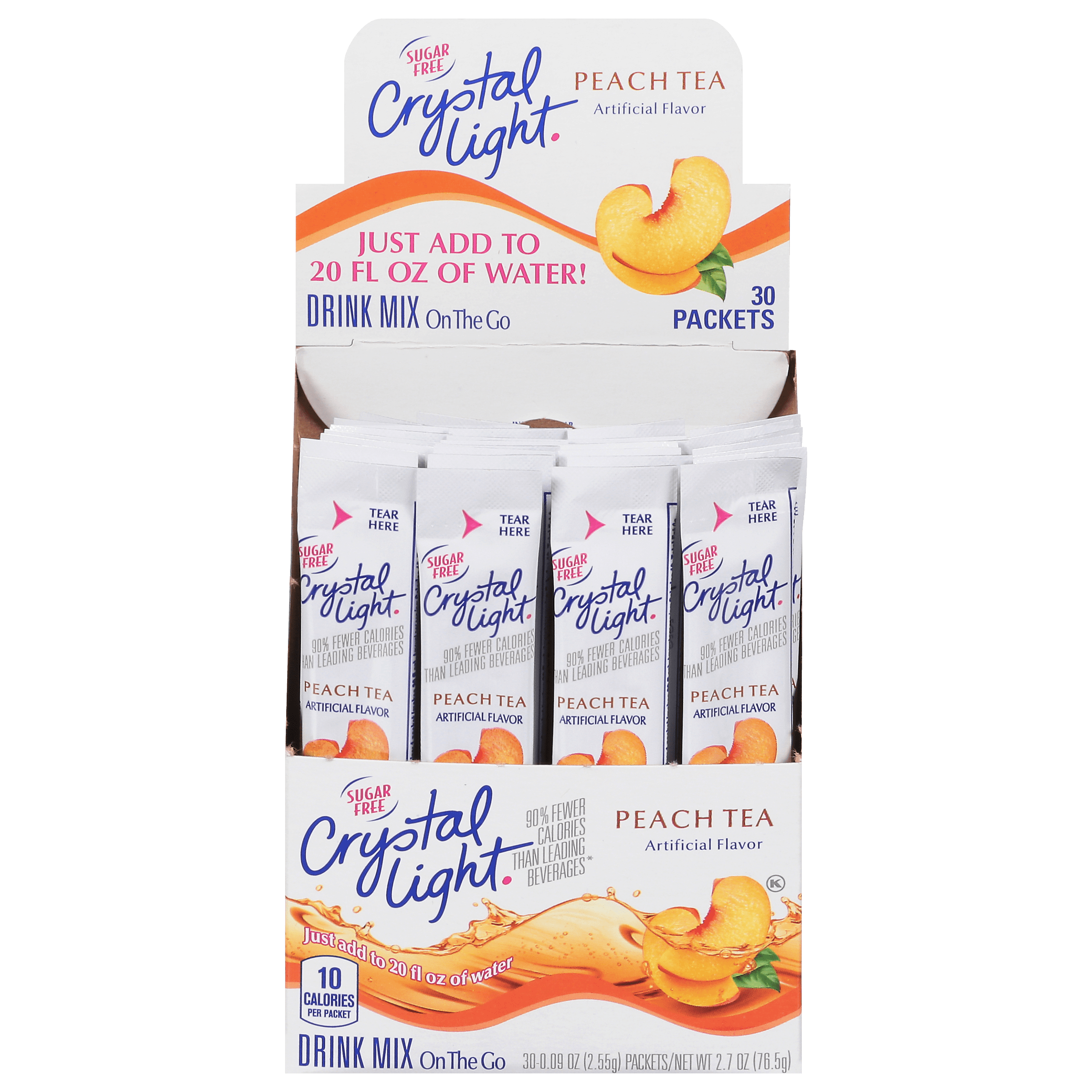 Crystal Light Single Serve SugarFree Iced Tea Powdered Drink Mix, 2.4