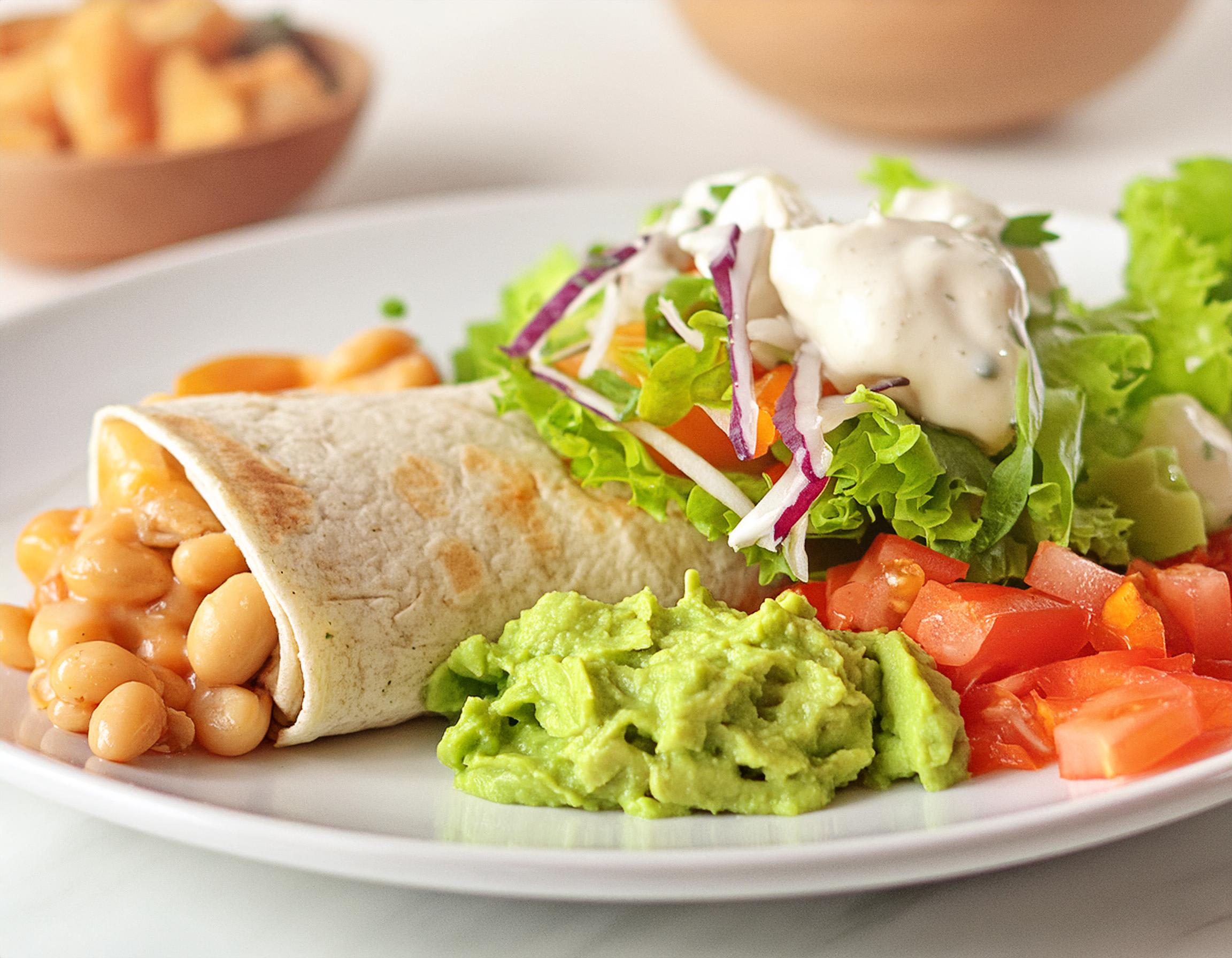 Chicken and bean burritos