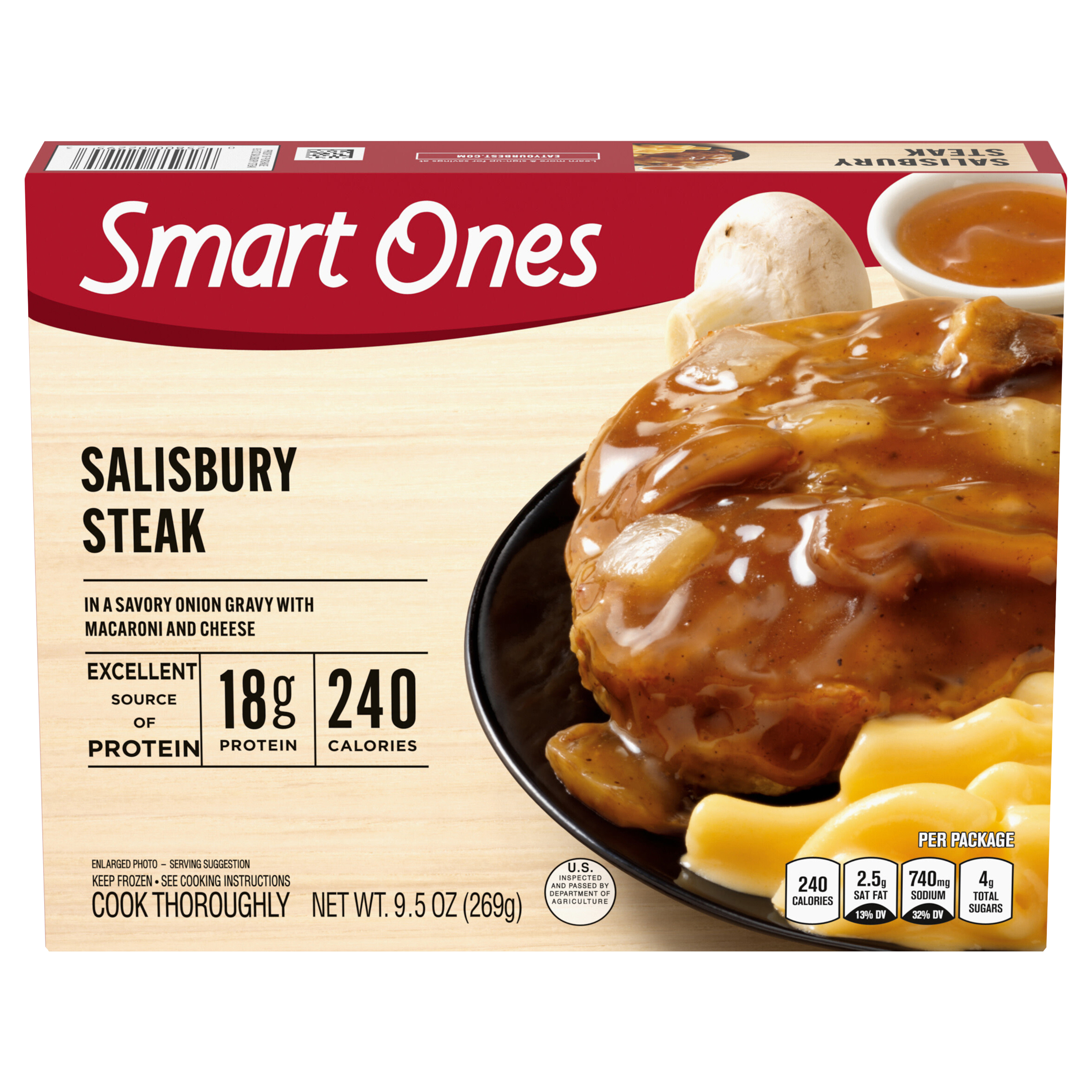 Salisbury Steak with Onion Gravy & Macaroni & Cheese Frozen Meal