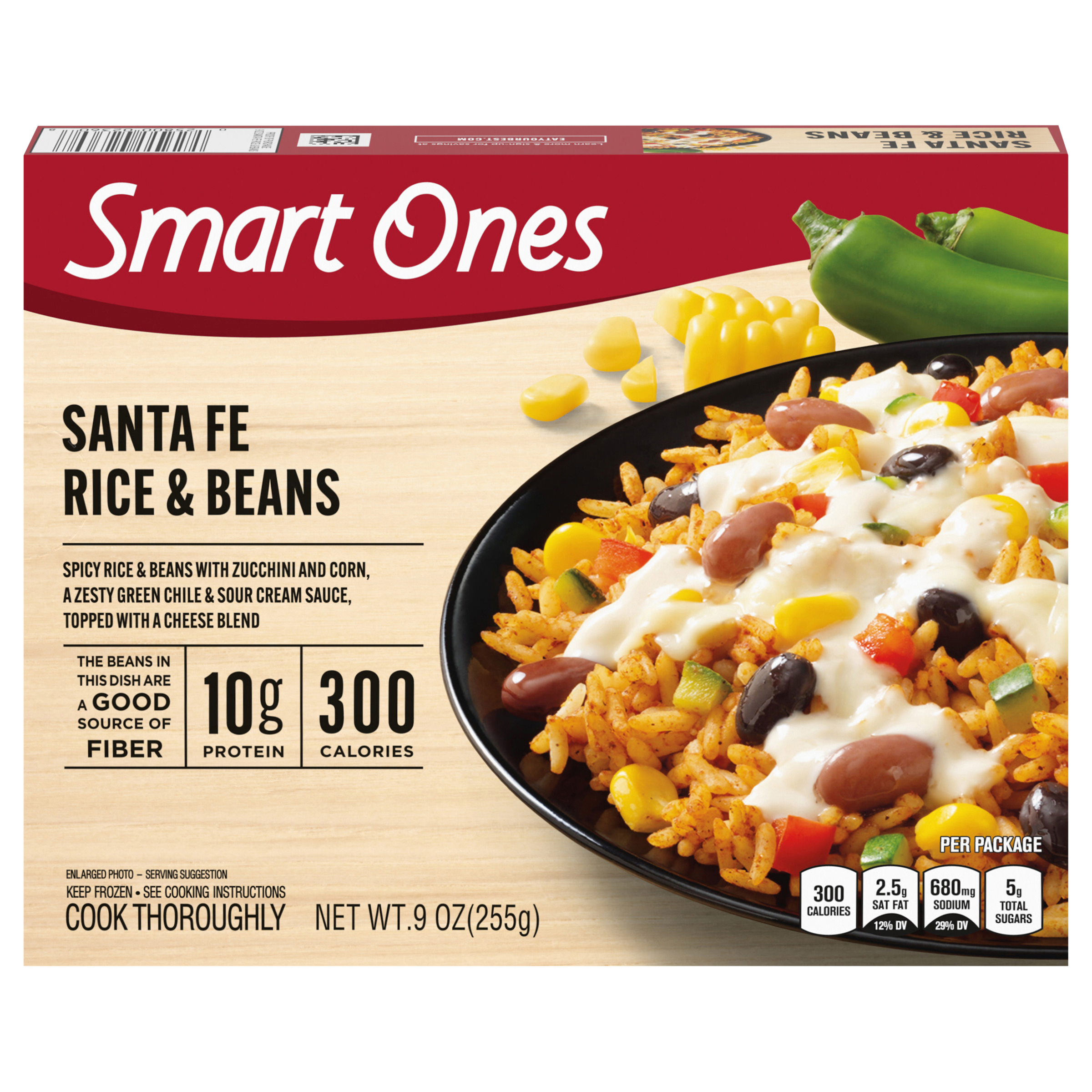 Santa Fe Rice & Beans with Zucchini, Zesty Green Chile Sour Cream Sauce & Mozzarella Cheese Frozen Meal