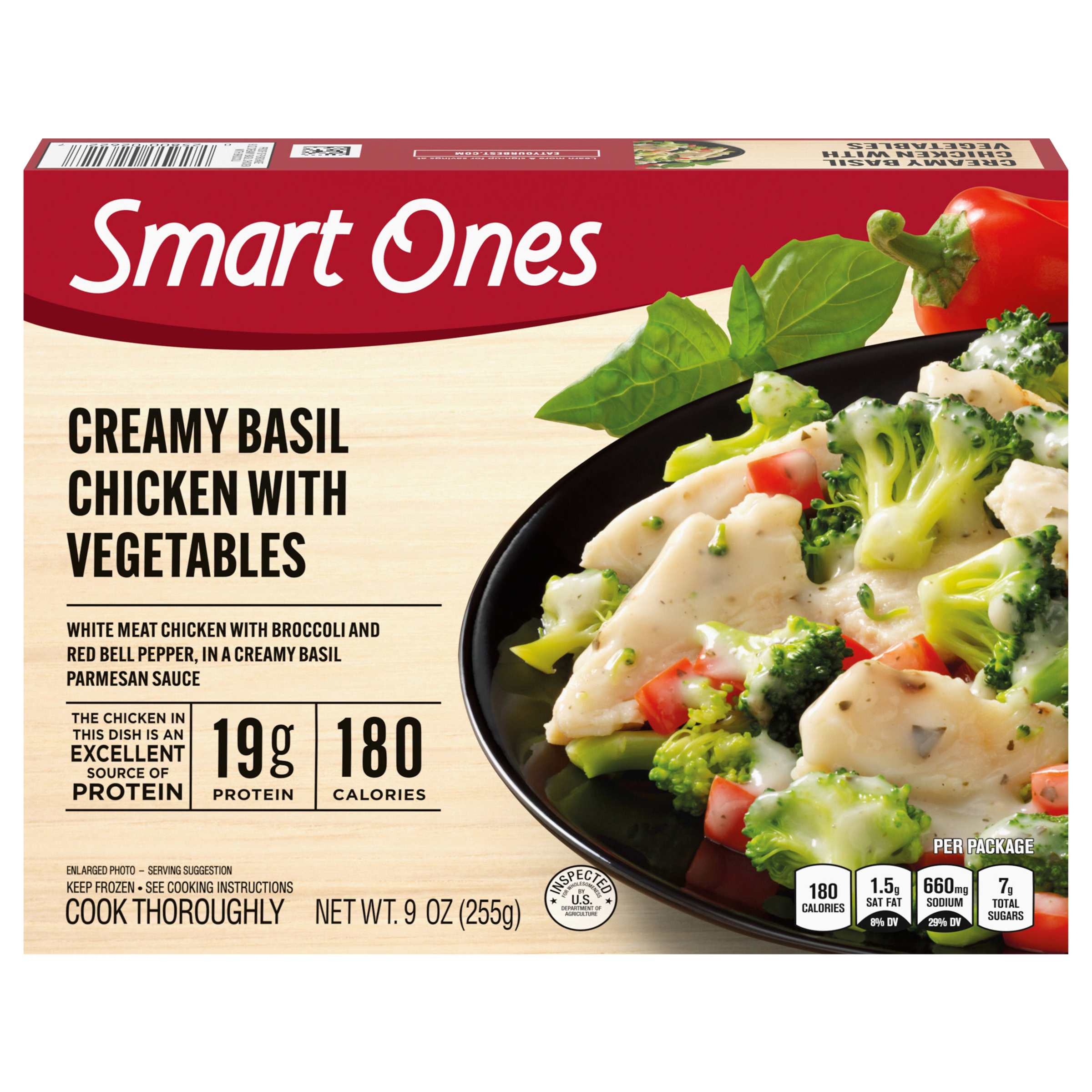 Chicken with Broccoli, Red Peppers & Creamy Basil Parmesean Sauce Frozen Meal