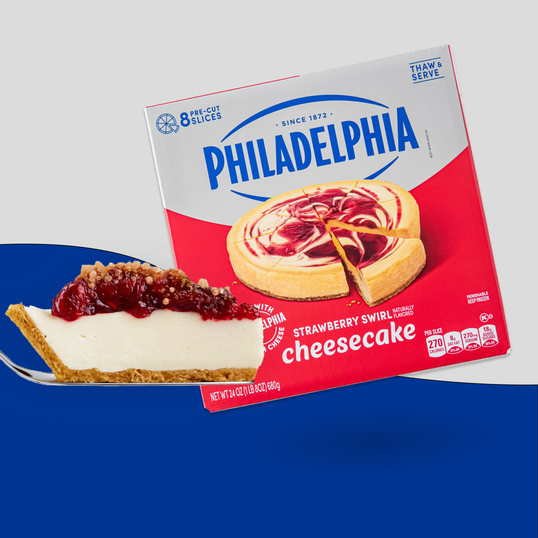 Philadelphia Strawberry Swirl Cheesecake