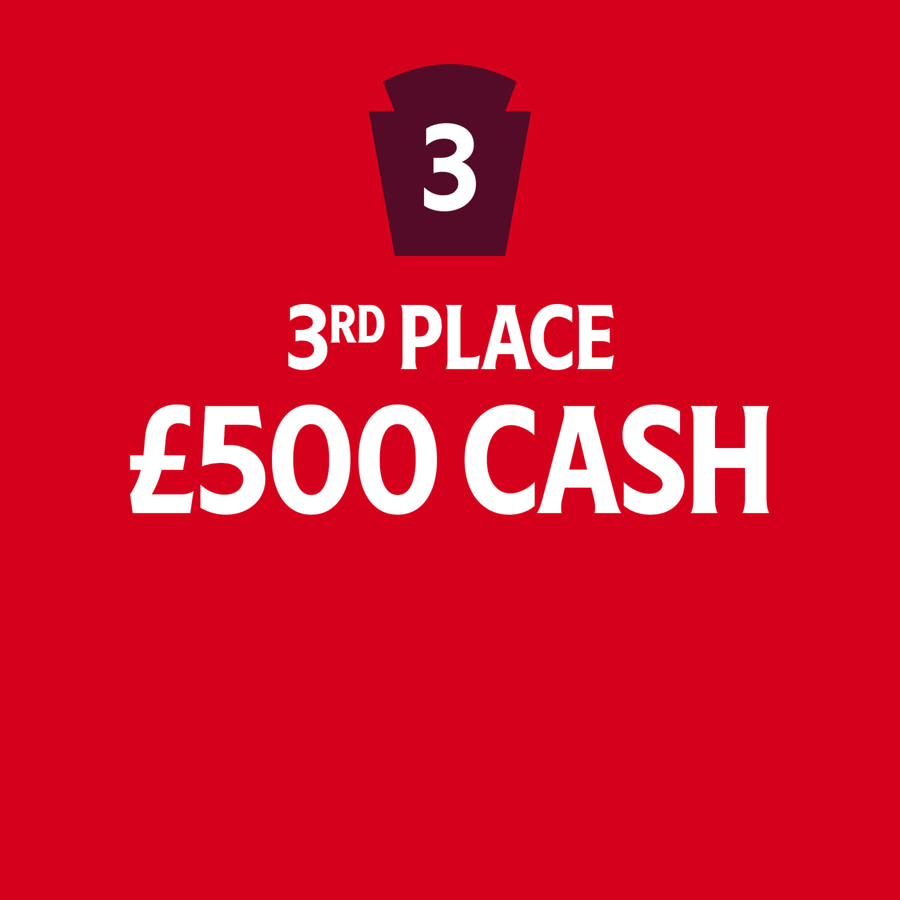 3rd Place Prize: £500 cash for the third place winner of the Masters of the Menu competition.