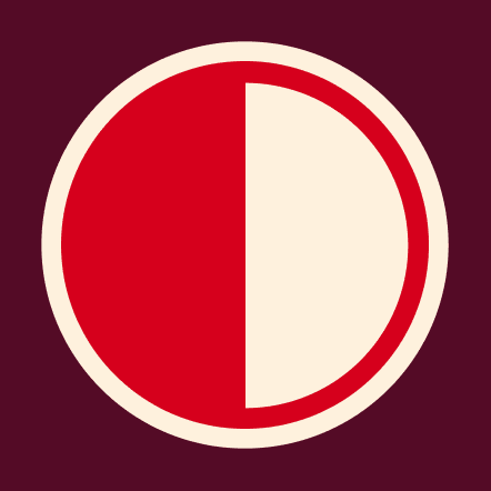 A visual representation of a 30-minute timer. The pie chart is equally split between red and off-white, against a dark purplish-red background. This indicates that half of the time (15 minutes) has elapsed.