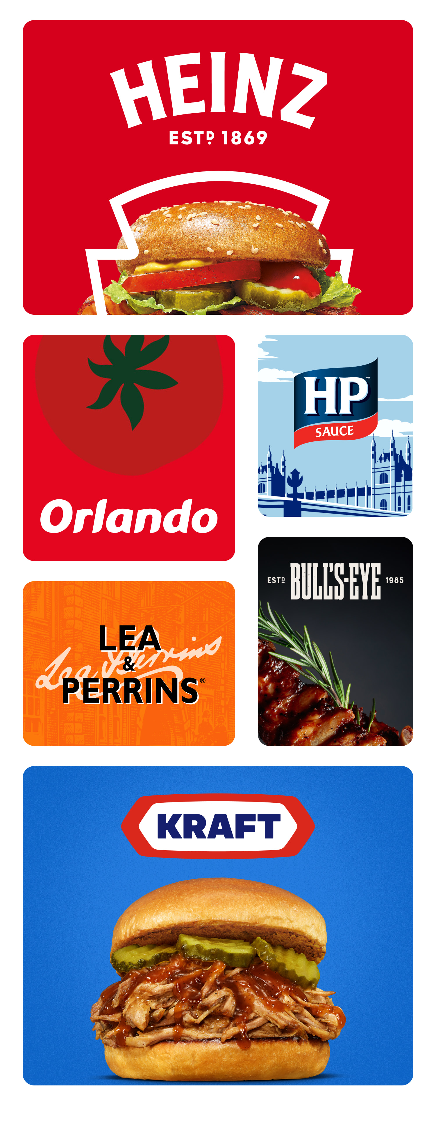 Collage de varias imágenes de marcas de alimentos.