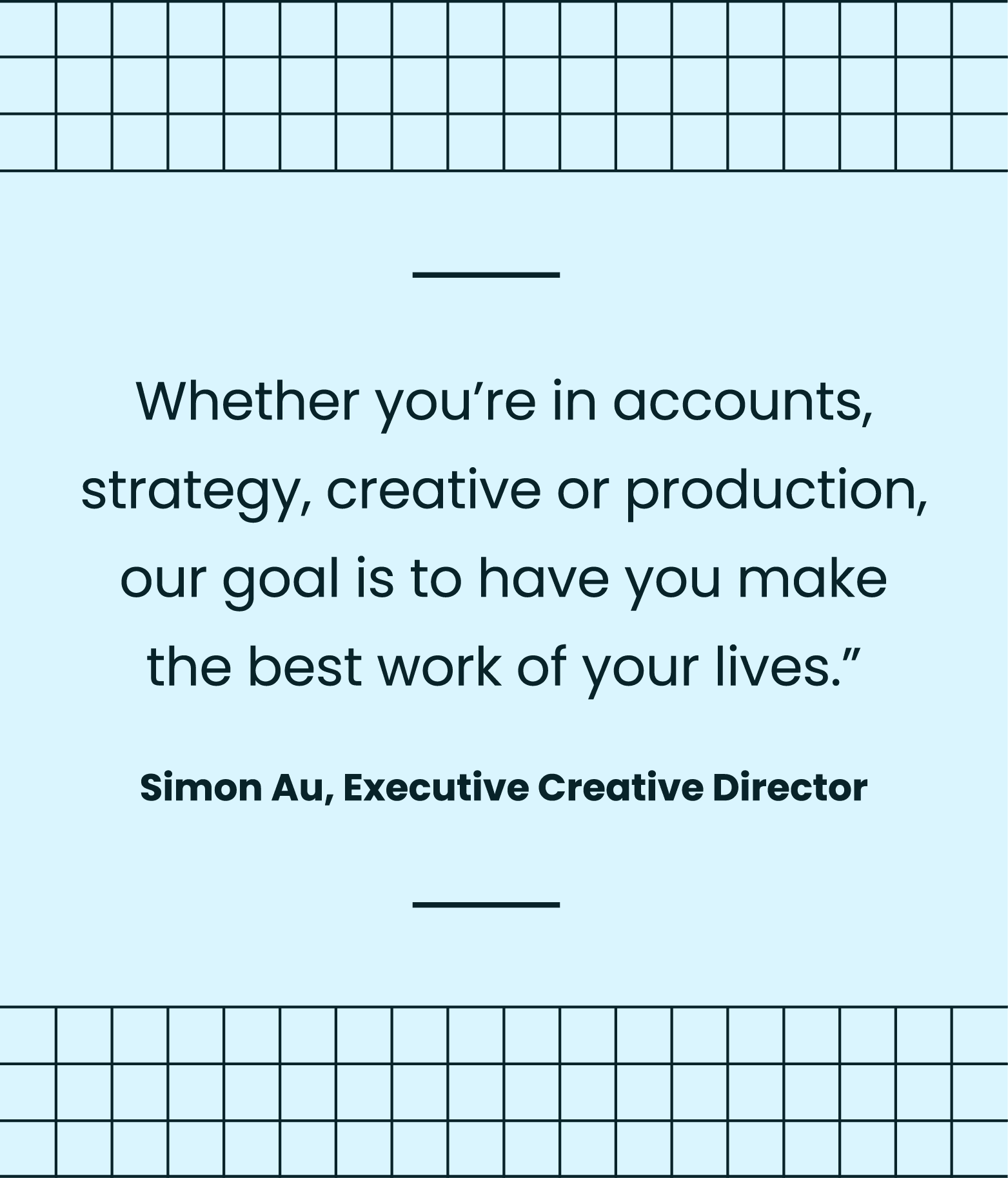 A motivational quote is centrally placed on a light blue background. The quote, in black text, reads: "Whether you're in acco