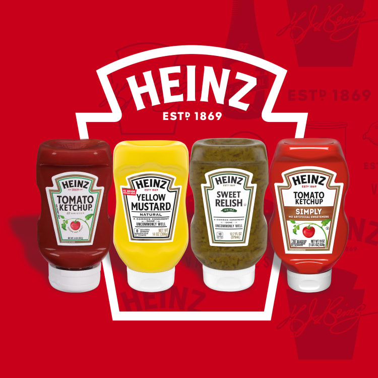 Heinz ketchup, mustard & relish bottles for Away From Home foodservice.