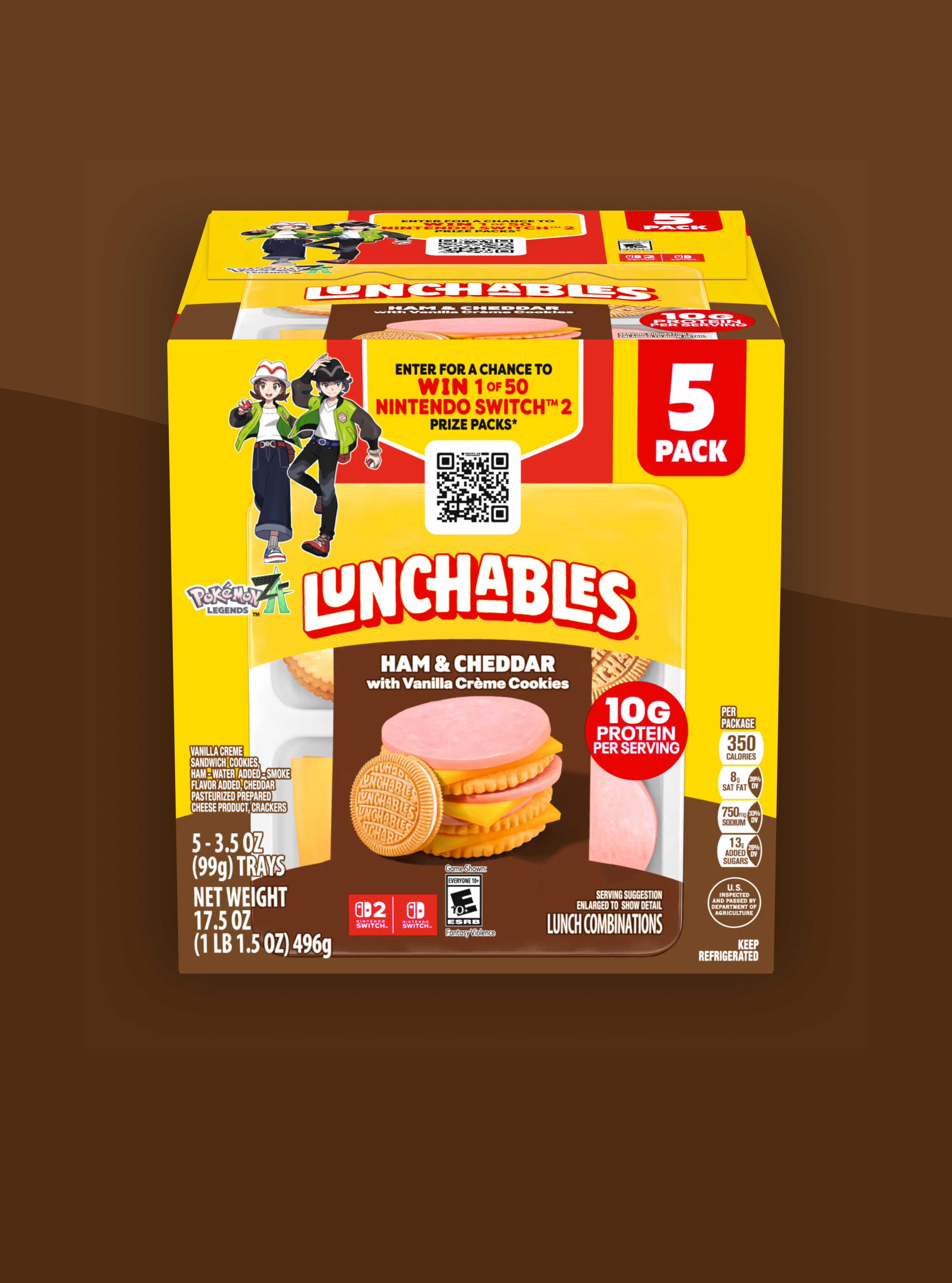 Ham & Cheddar with Vanilla Creme Cookies 5 Pack 