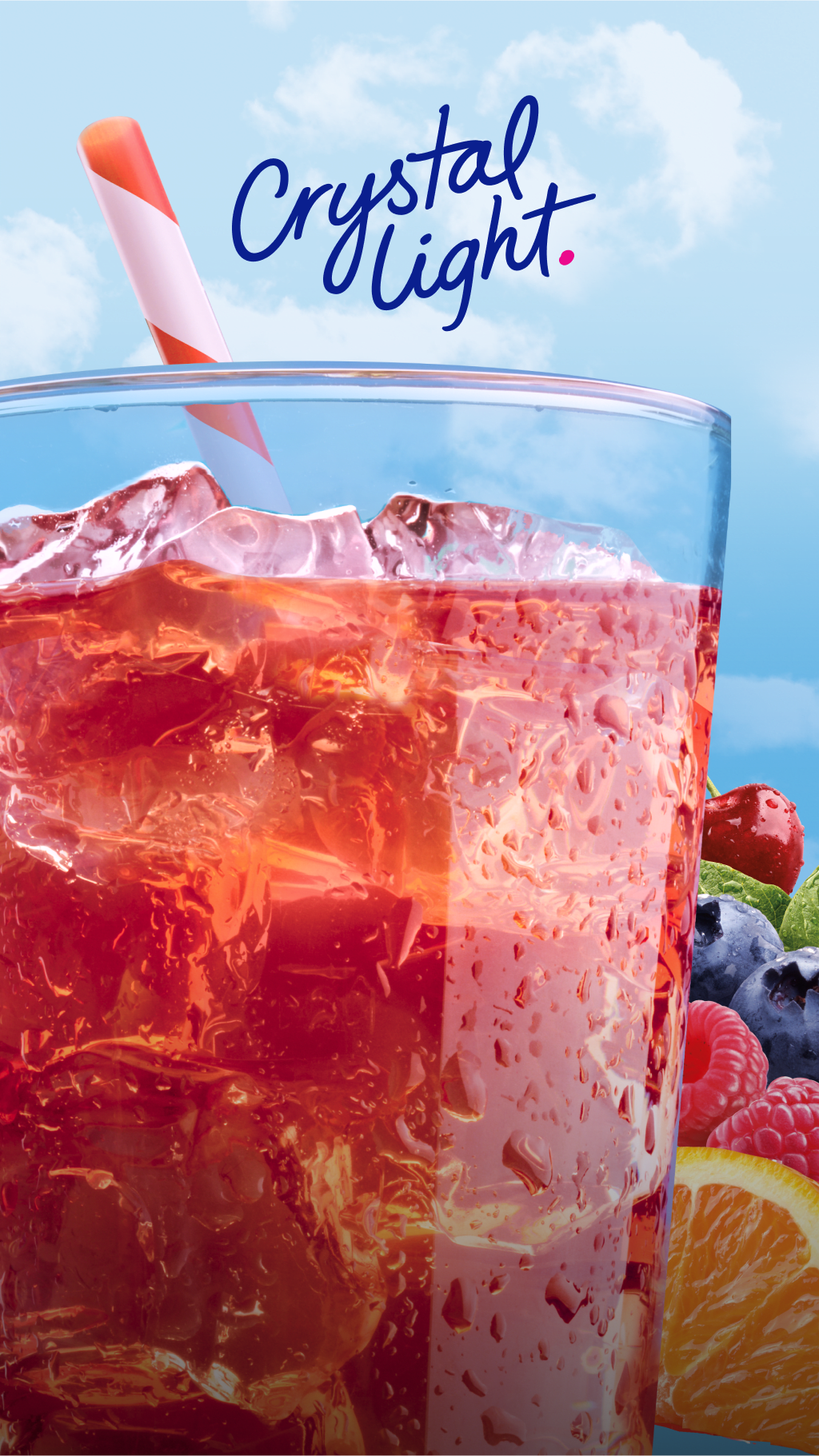 Image of a Crystal Light drink with fruits.