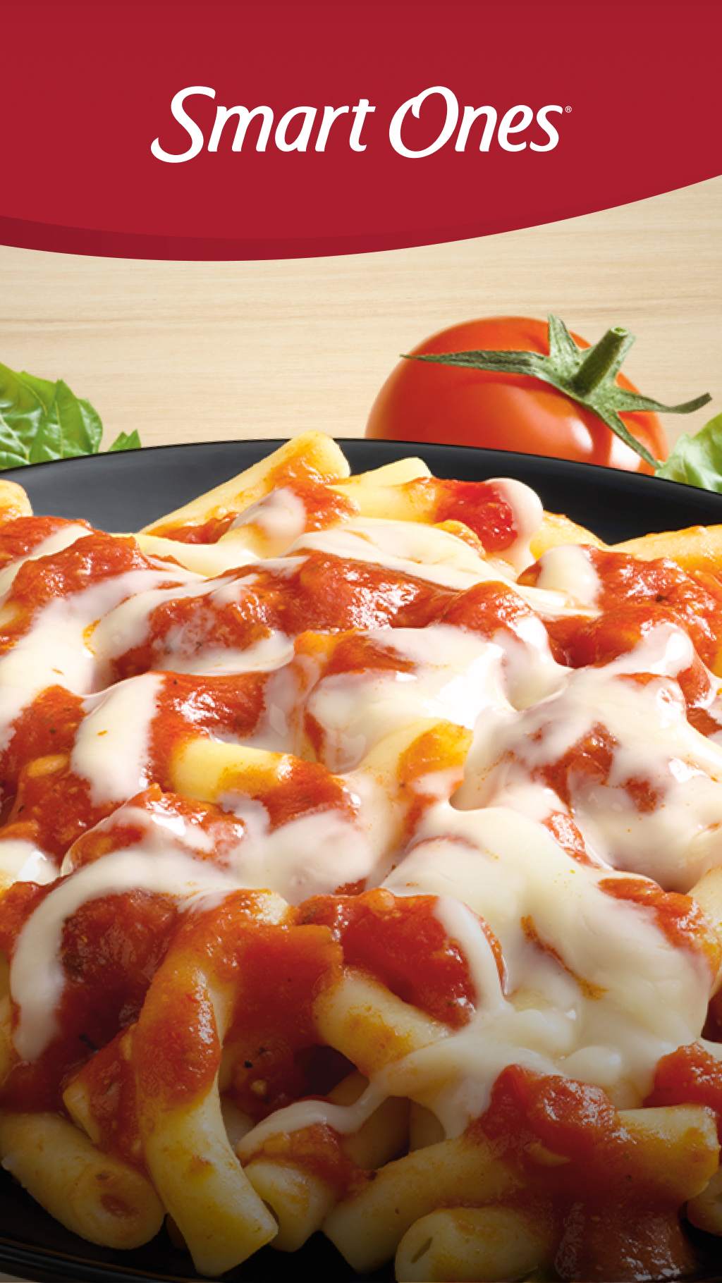 Pasta dish with tomato sauce and cheese from Smart Ones.