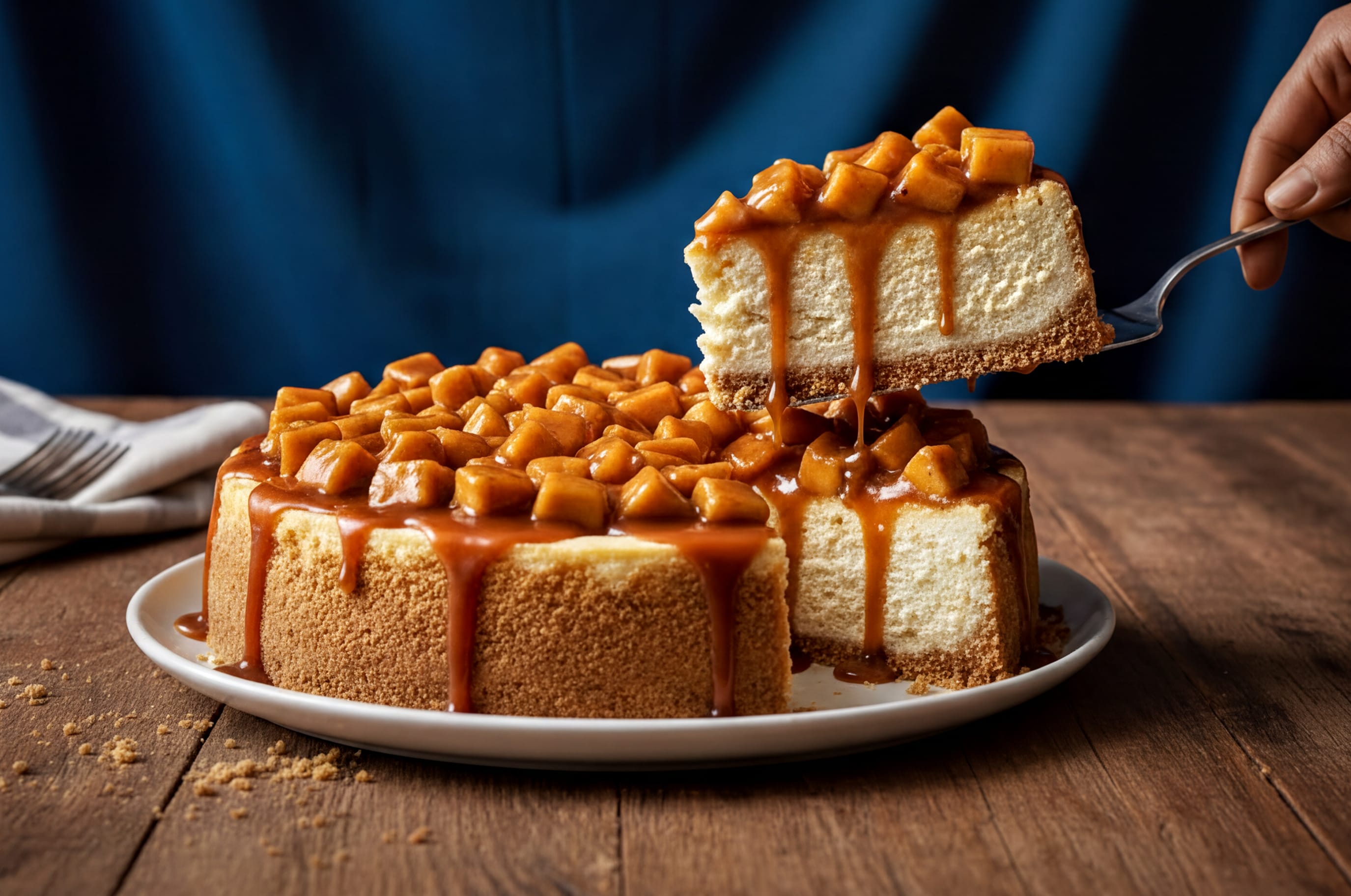 No-Bake Apple Pie Cheesecake being served