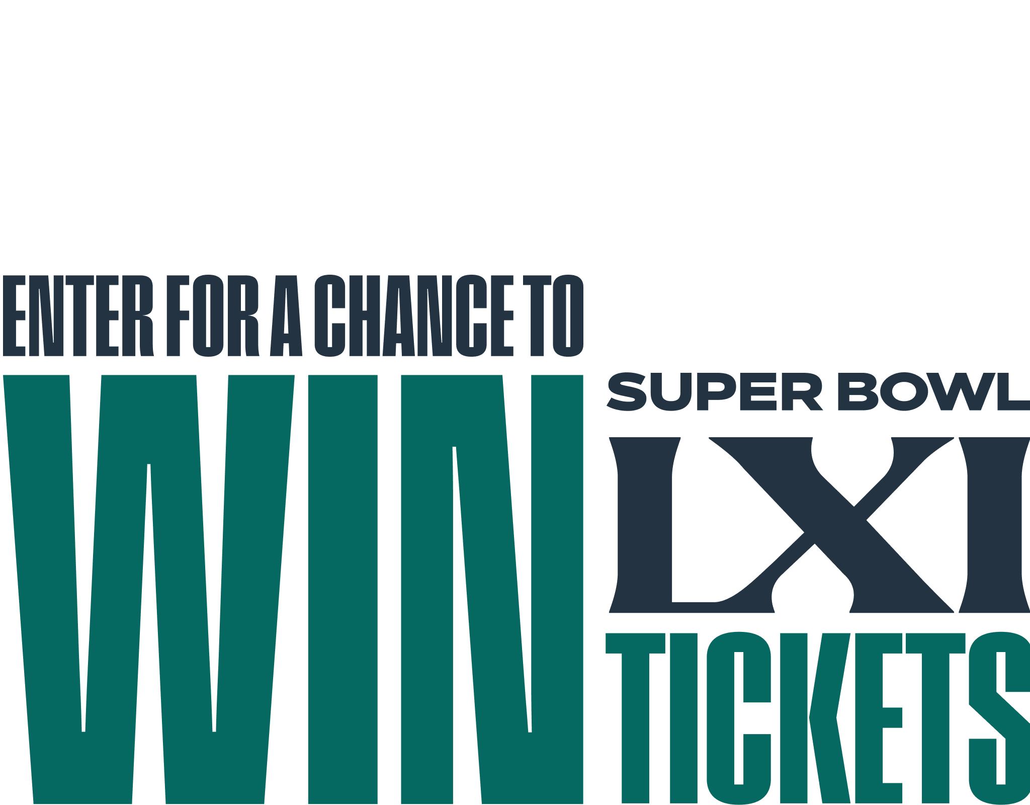 Super Bowl LXI sweepstakes header with official sponsor logos and "Enter for a chance to win" text