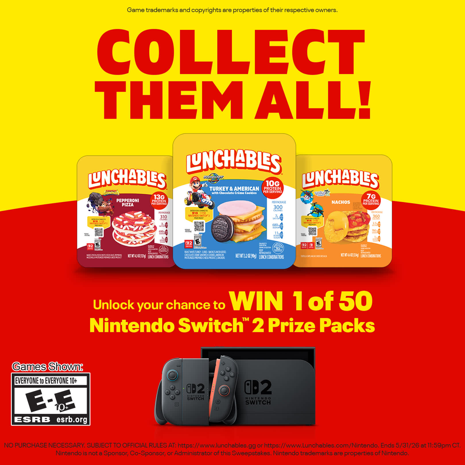 Lunchables Nintendo Switch 2 Sweepstakes with Three Lunchables Packs