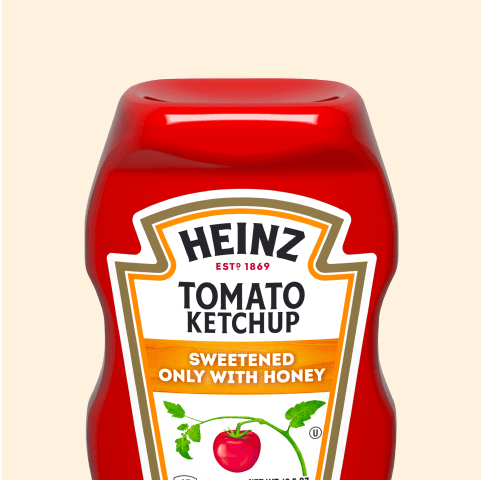 Shop Heinz Natural Sweetener Tomato Ketchup, made with honey. Explore our range of natural sweeteners products, offering the classic Heinz taste with a commitment to natural ingredients. Features the iconic keystone label and a ripe red tomato.