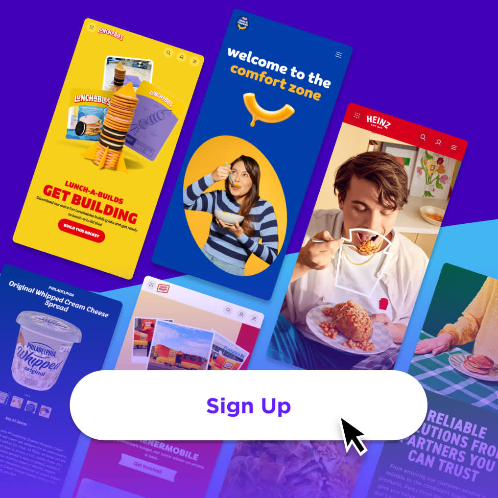 A collage showcasing TasteVIP food experiences, including Lunchables, Heinz baked beans, Philadelphia cheese, and more.