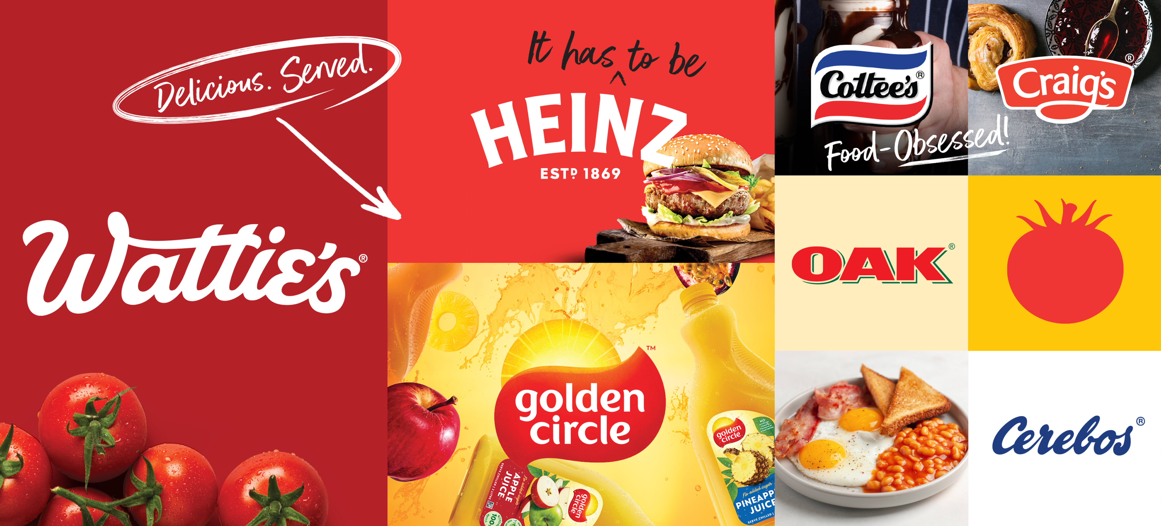 A collection of various food brands.