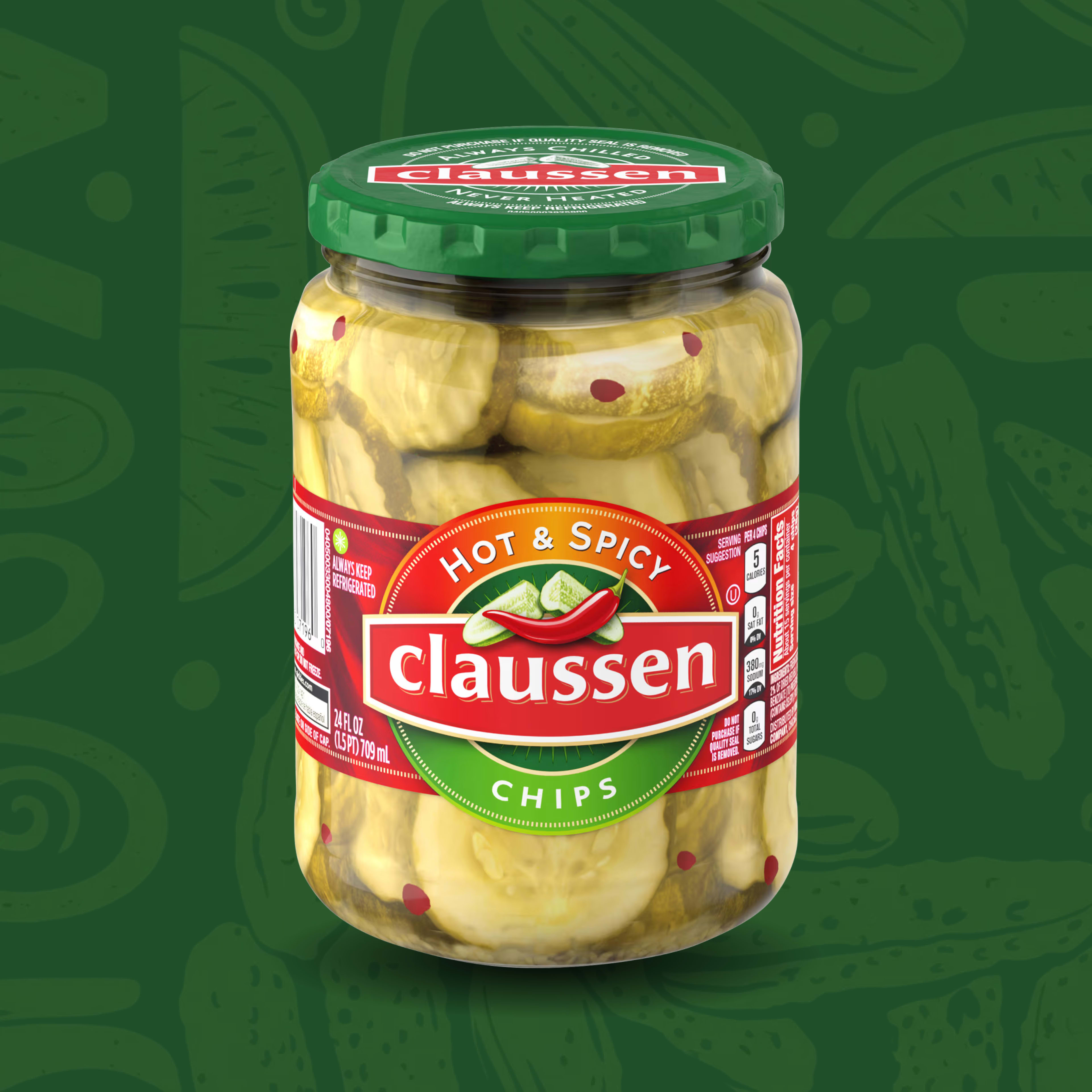 A jar for Claussen Hot and Spicy Pickle Chips