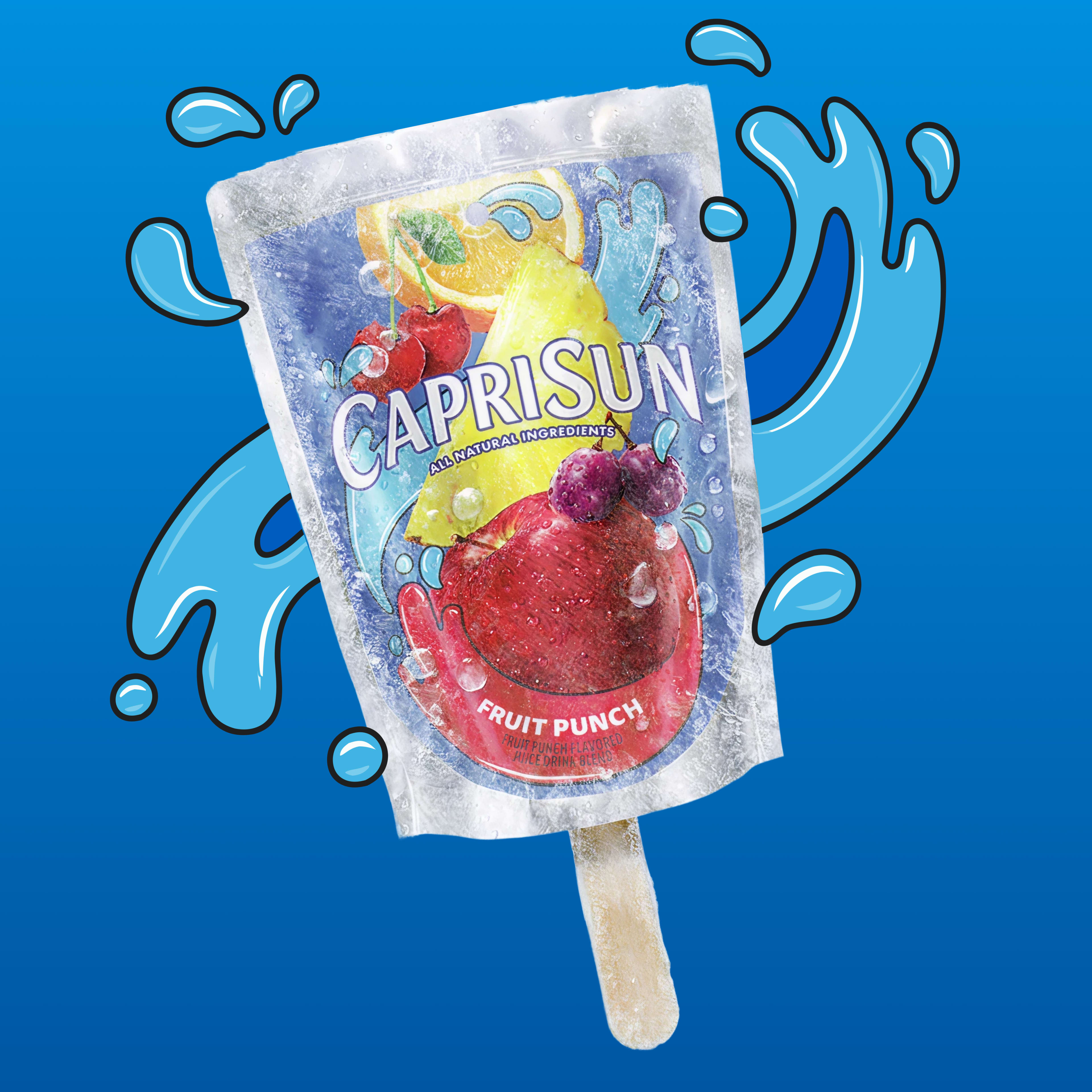 Capri Sun Fruit Punch juice popsicle.