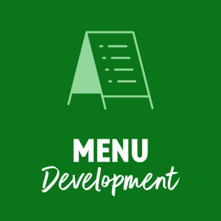 "Menu Development" graphic with a menu board icon.