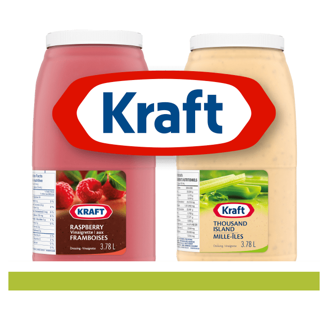 Kraft salad dressings: Raspberry and Thousand Island, 3.78L each.