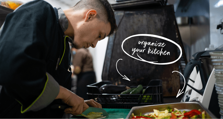 Chef preparing food in a restaurant kitchen