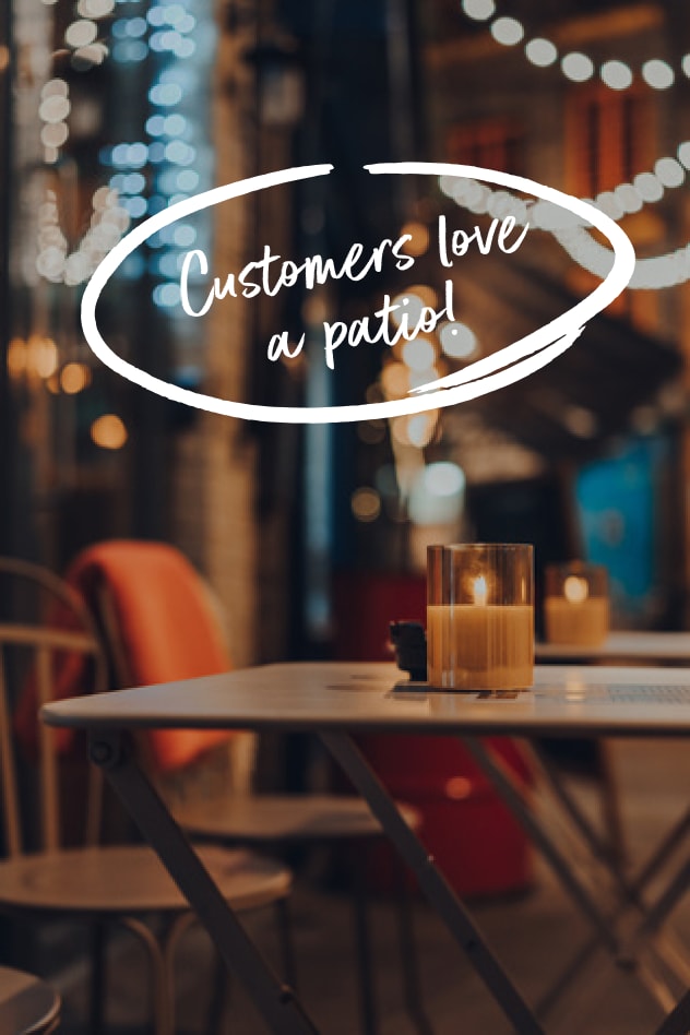 A restaurant patio with tables, chairs, and candles, highlighting customer preference for outdoor seating