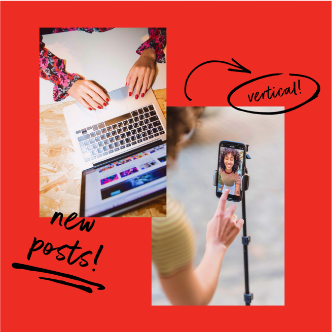 A woman posting new content on social media.