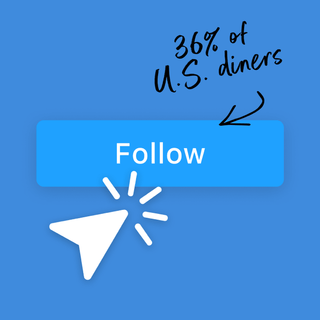 Social media follow button with a mouse pointer hovering over it
