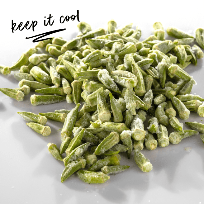 A pile of frozen okra.