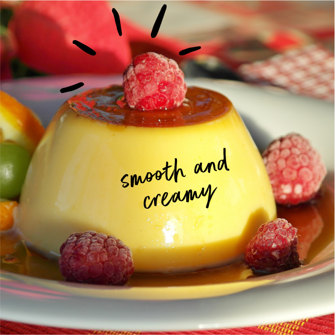 Pudding with raspberries