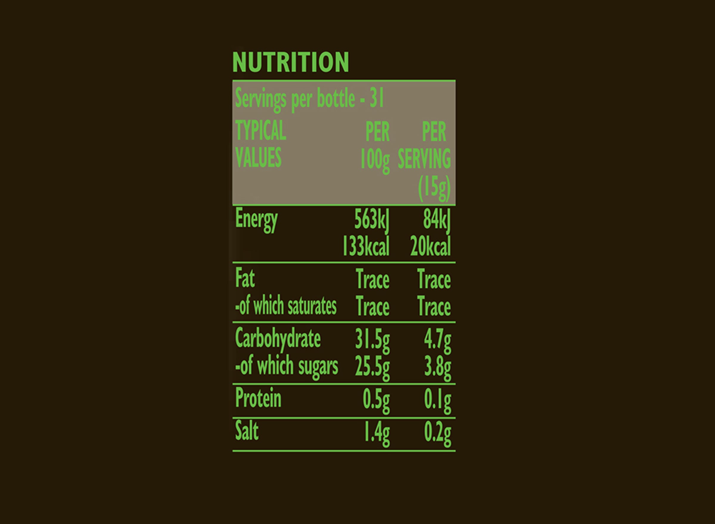 Nutrition info for this product.
