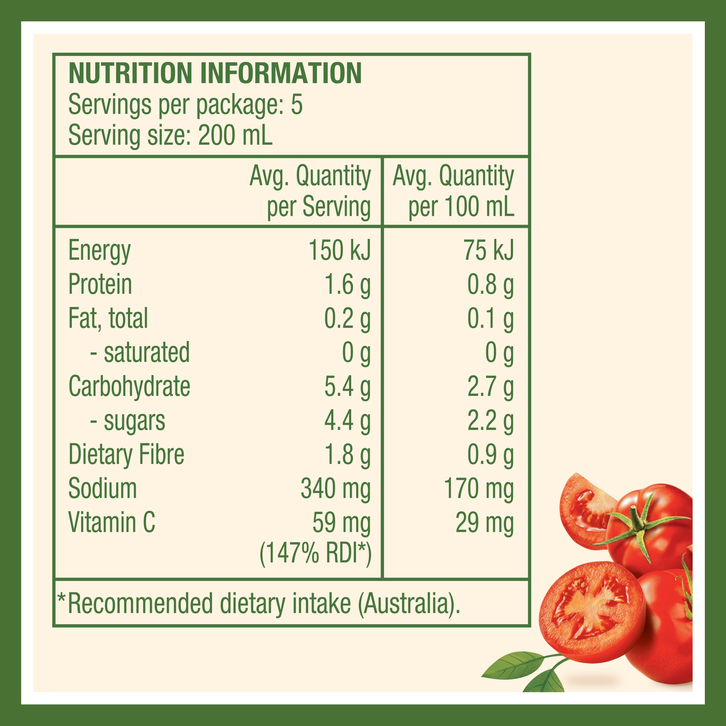 Nutrition info for this product.