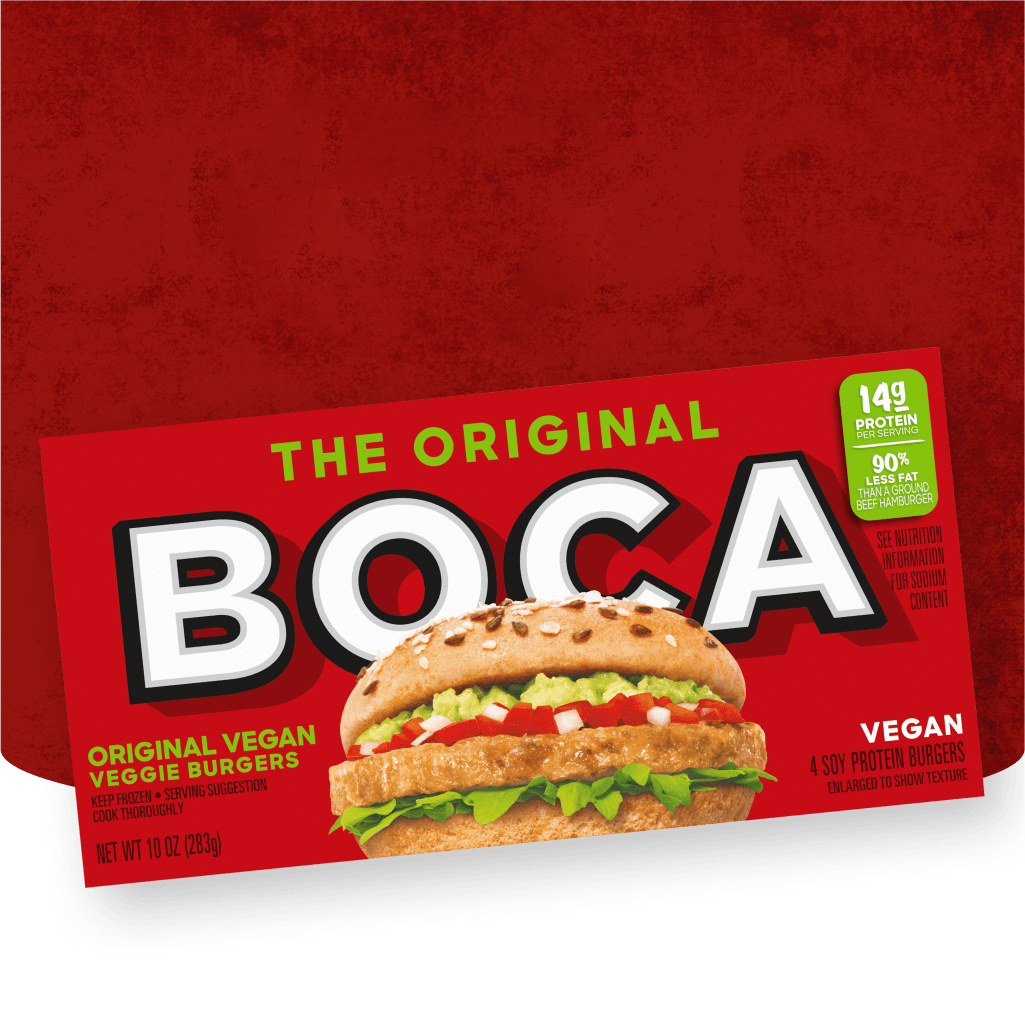 Image of a box of Boca Original Vegan Veggie Burgers.