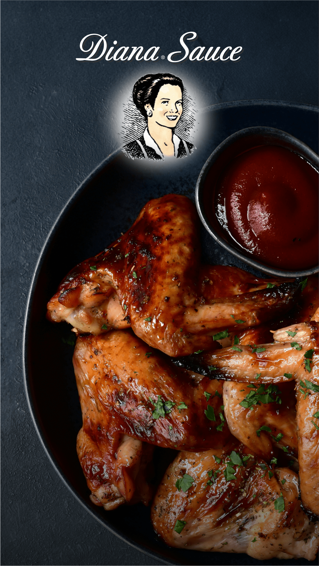 Ailes de poulet grillées avec sauce Diana.