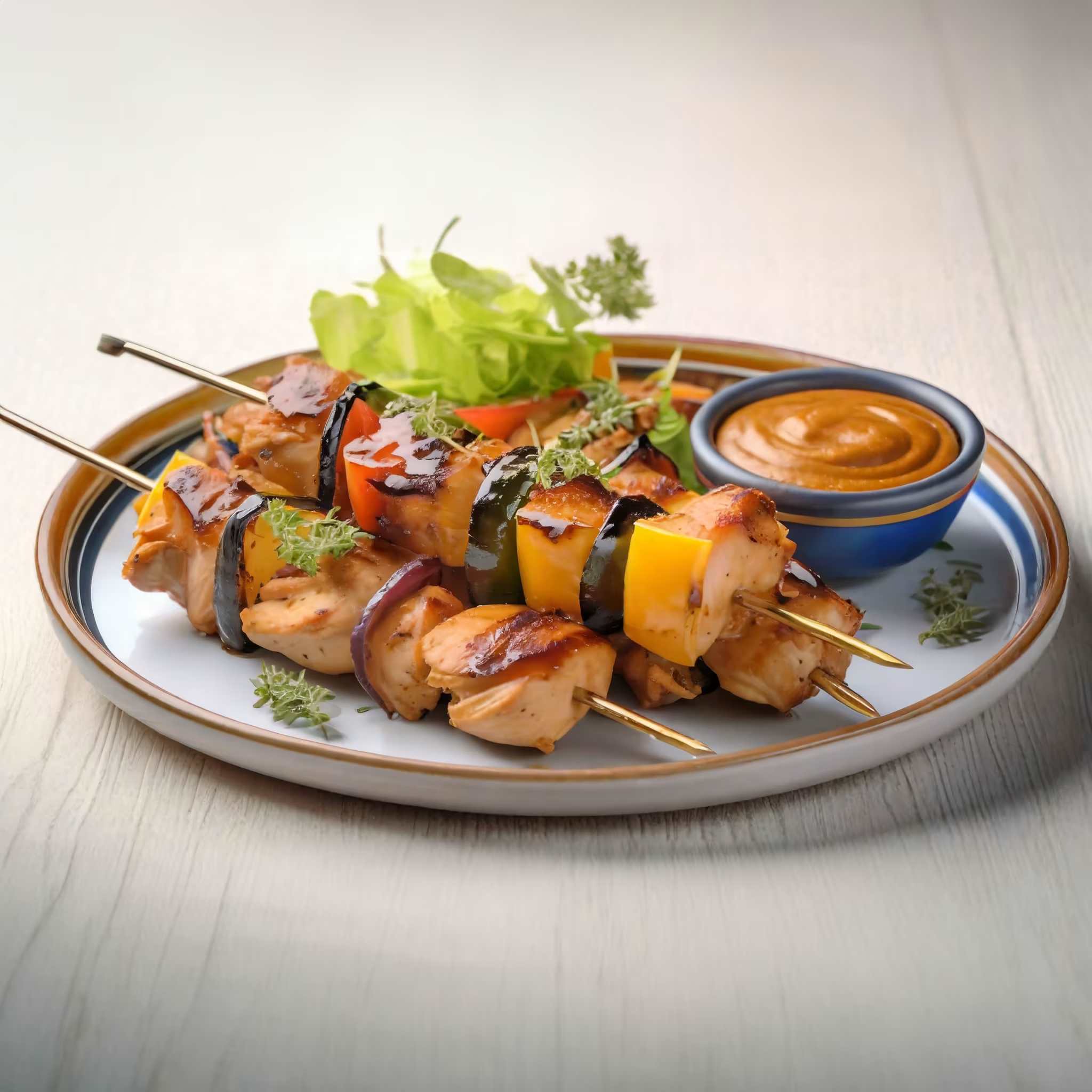 Tasty Chicken Kabobs with Grilled Vegetables