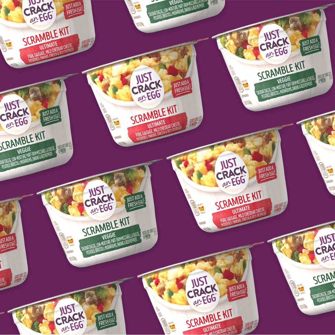 Image of 'Just Crack an Egg' scramble kits in various flavors.