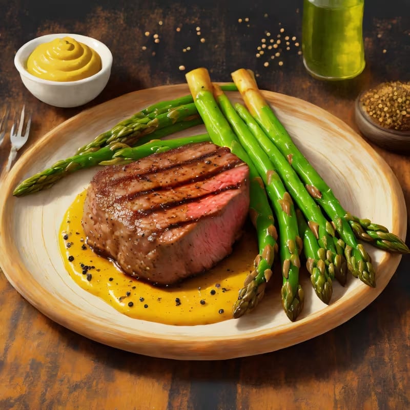 Broiled Steak and Asparagus