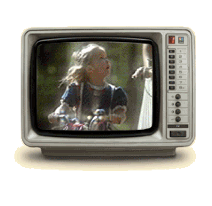 Een klassieke televisie met een klassieke Roosvicee-reclame.