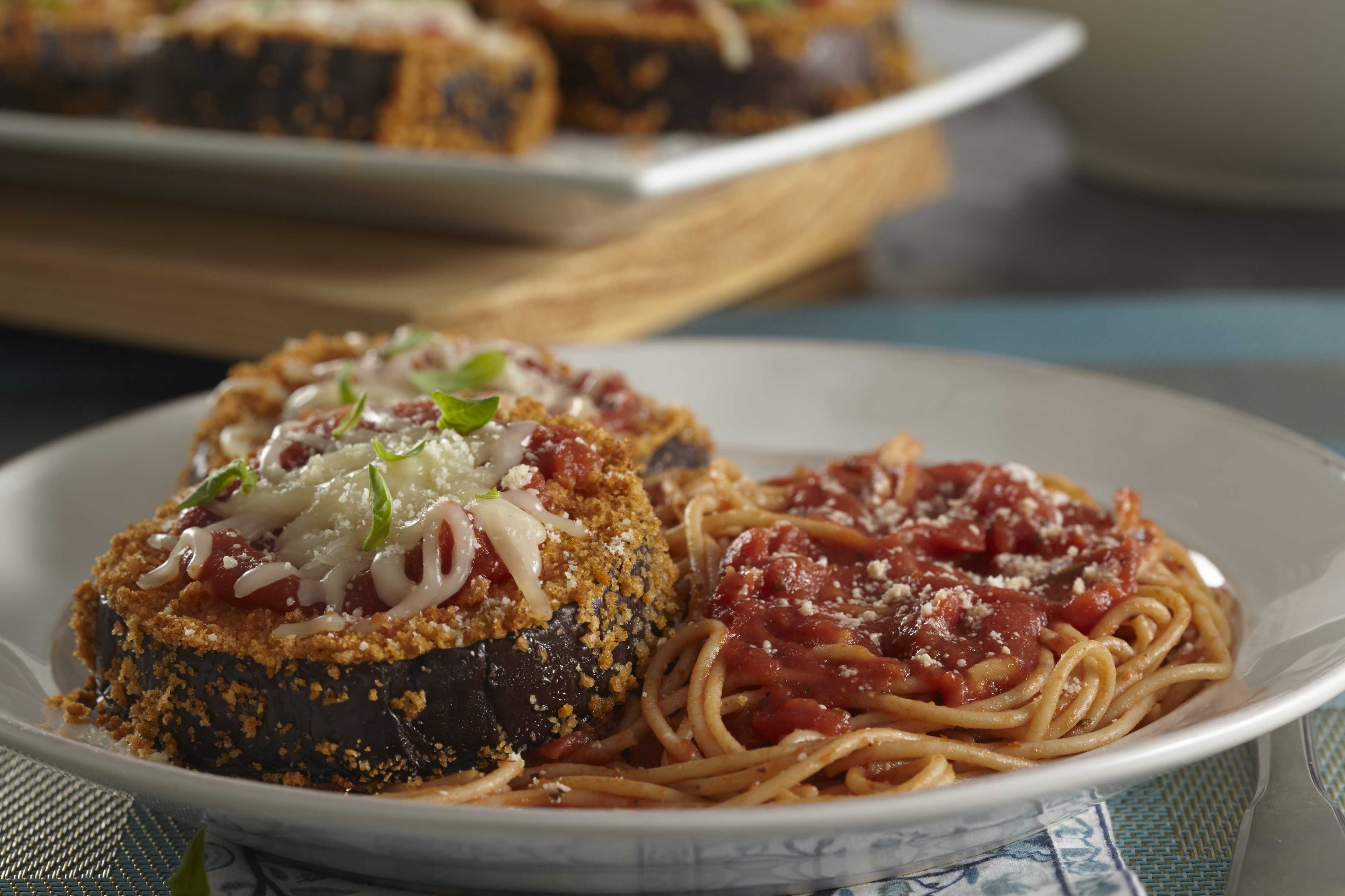 Baked Eggplant Parmesan Spaghetti