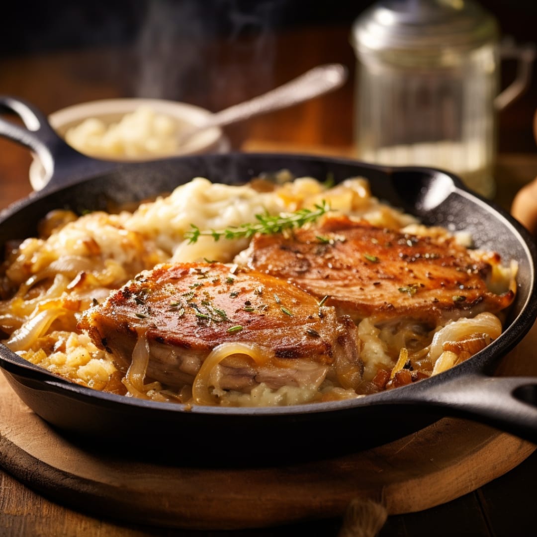 French Onion-Pork Chop Skillet