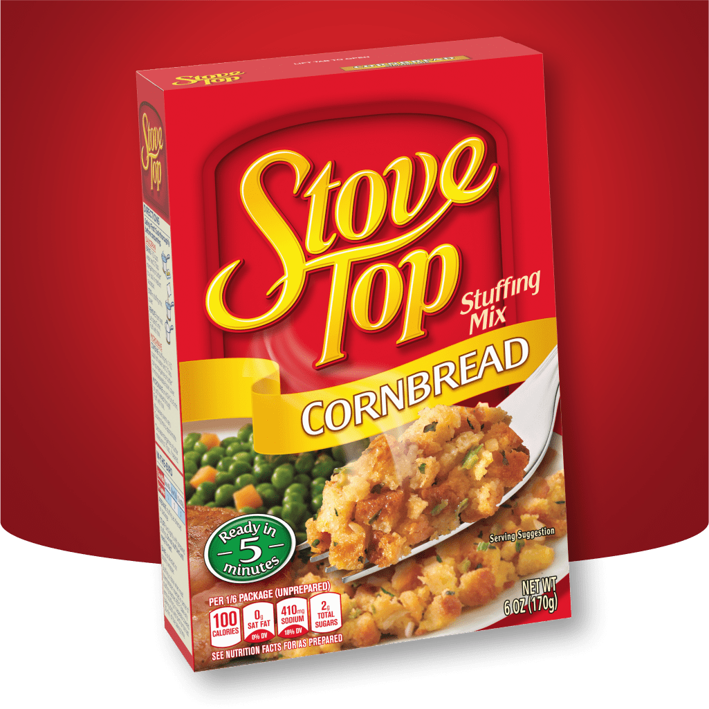 Box of Stove Top Cornbread Stuffing Mix.
