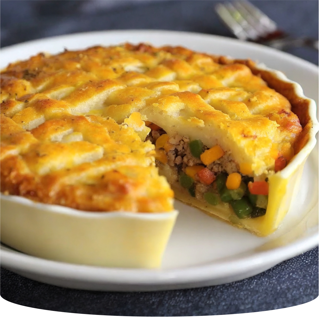 Shepherd's pie with meat and vegetables.