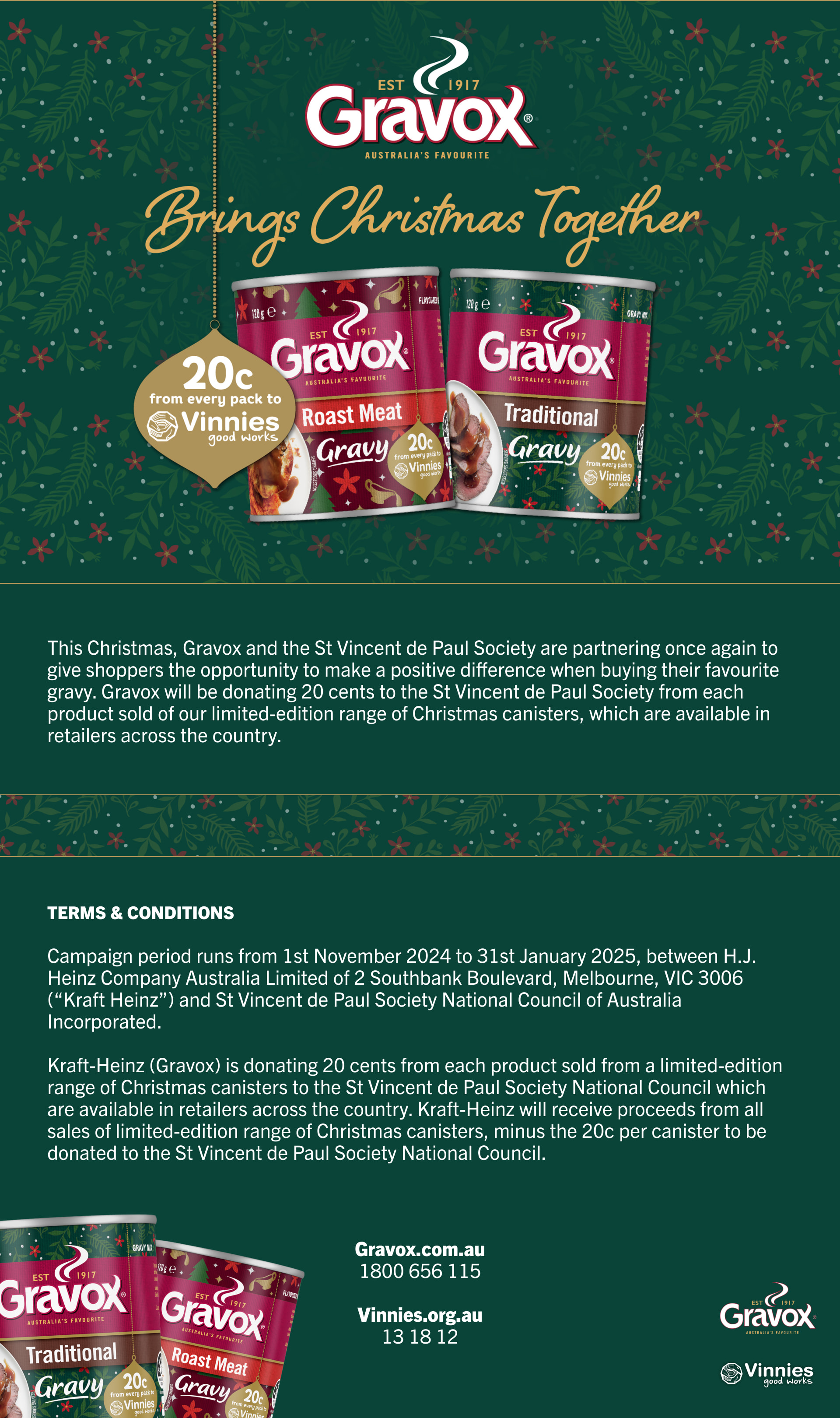 Gravox Christmas campaign featuring gravy and a charity donation.