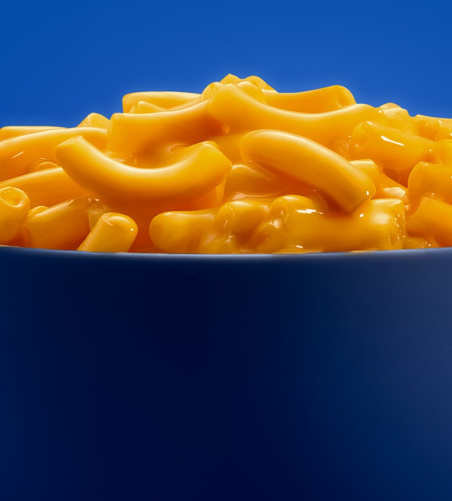 Bowl of creamy macaroni and cheese.
