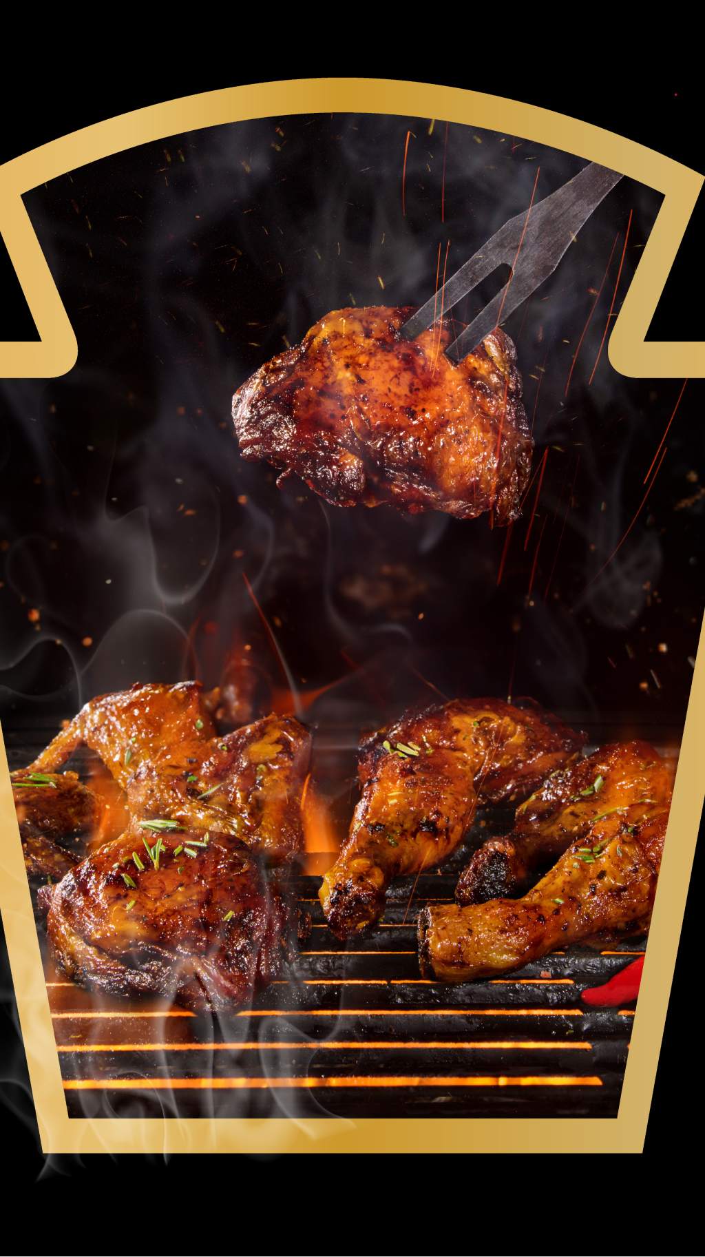 Poulet grillé avec fumée.