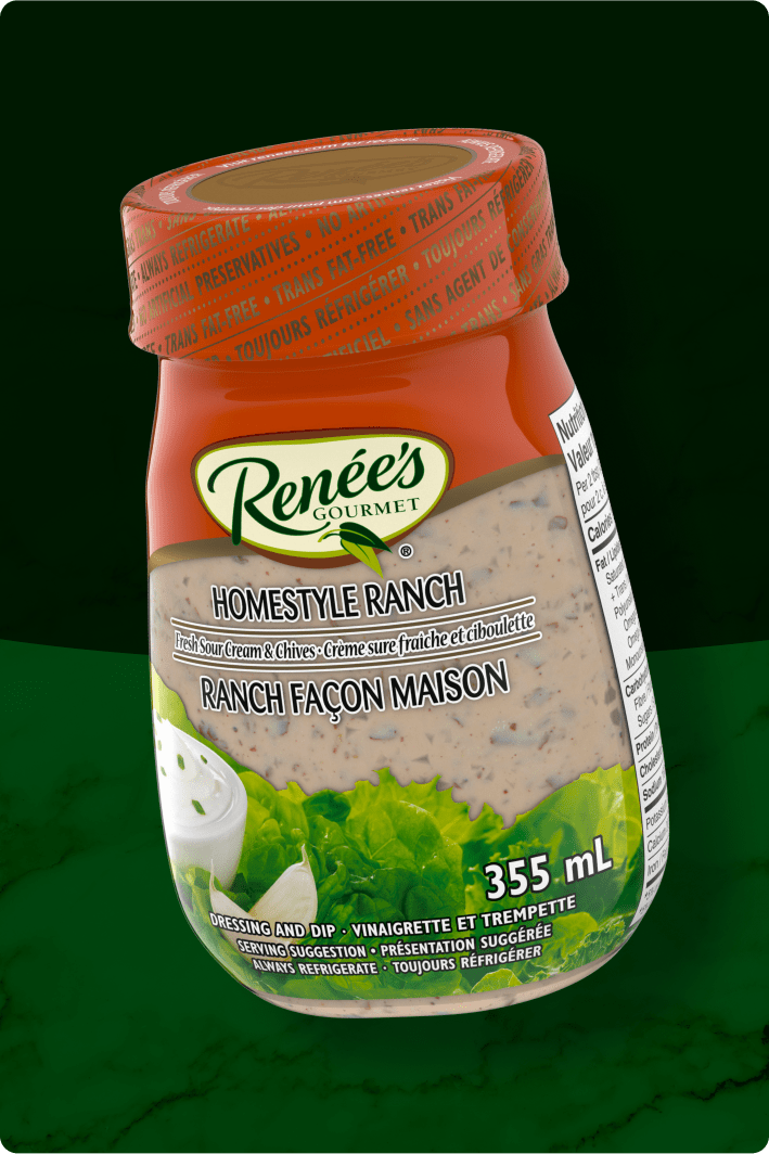 A jar of Renée's Gourmet Homestyle Ranch dressing.