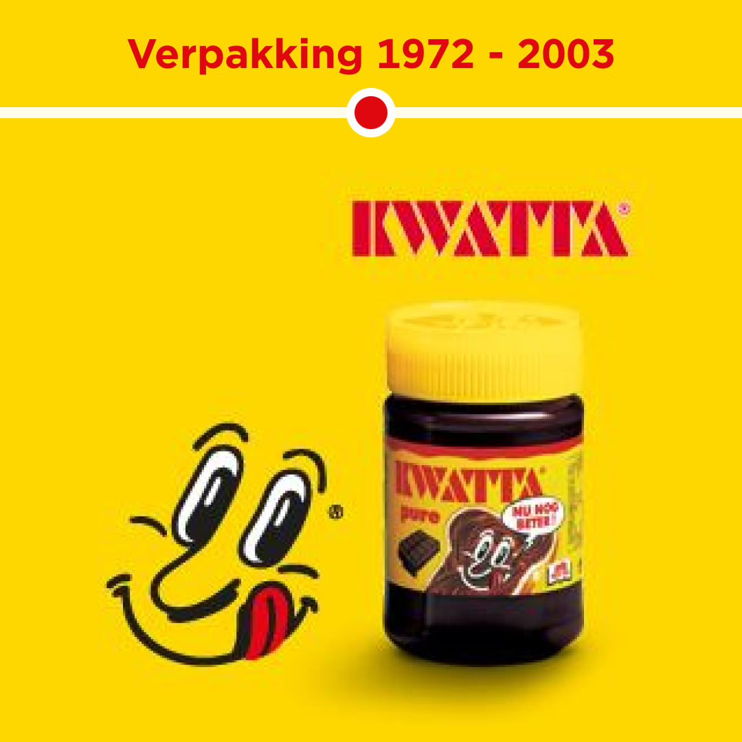 Kwatta Schokoladenaufstrich mit Logo und Comicfigur.