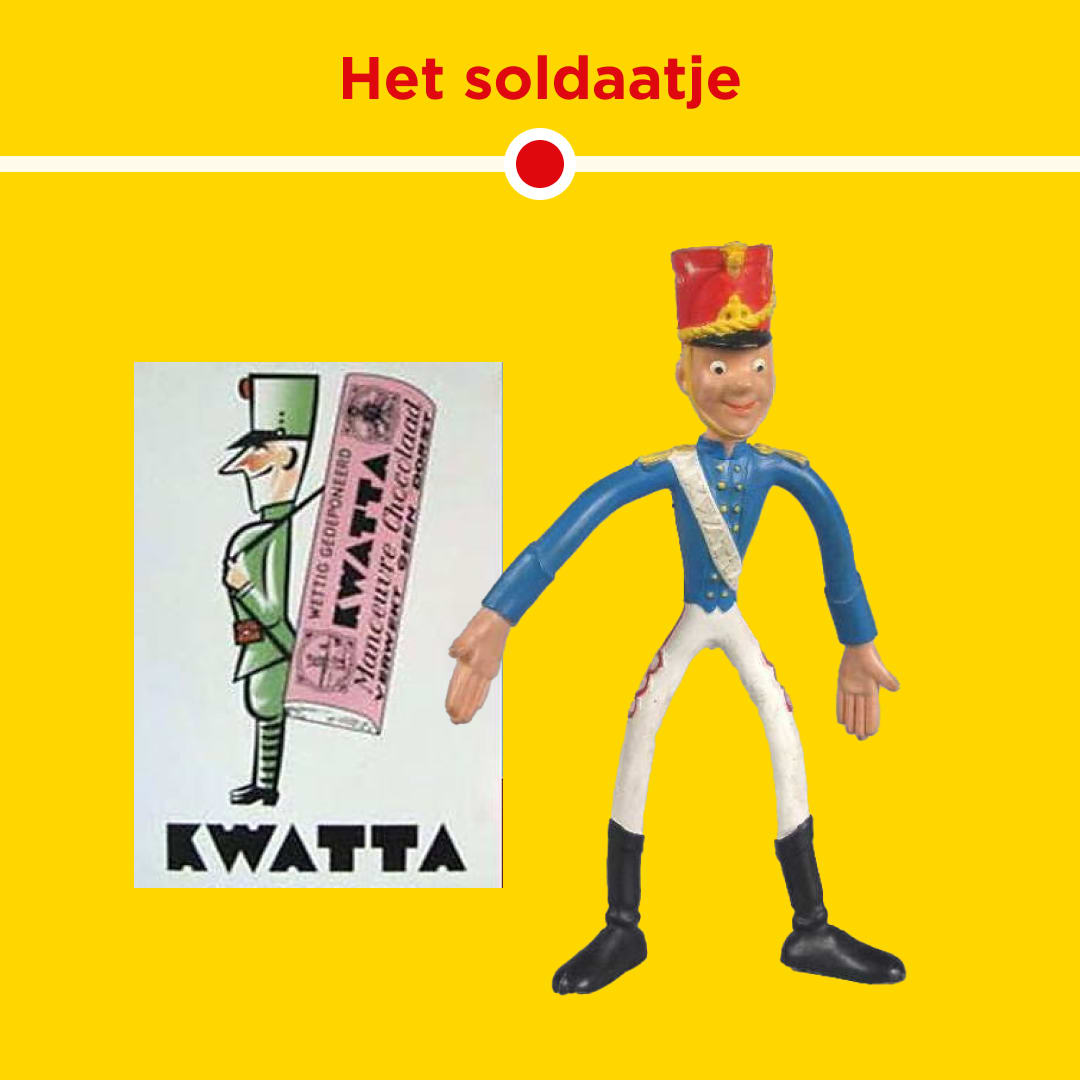 Werbung für Kwatta-Schokolade mit Soldatenfigur.