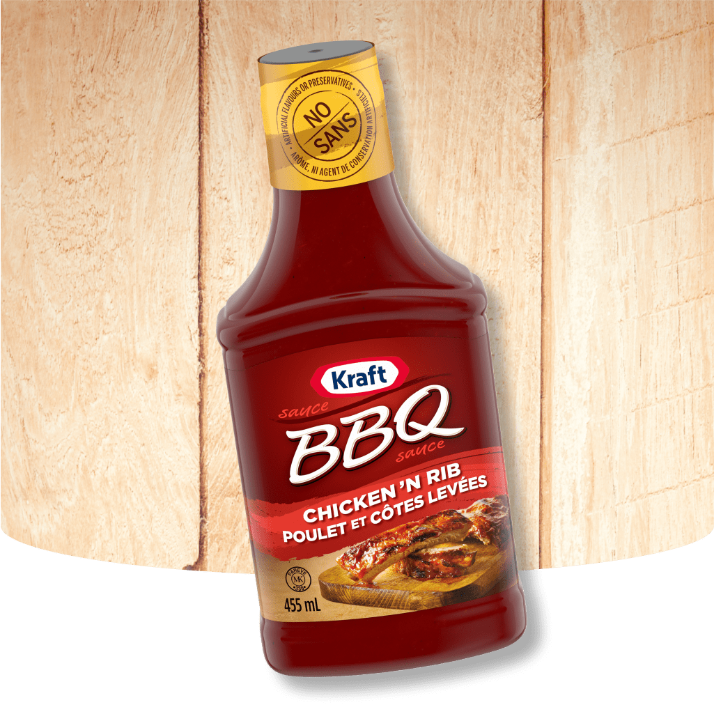 Kraft BBQ sauce with chicken and ribs.
