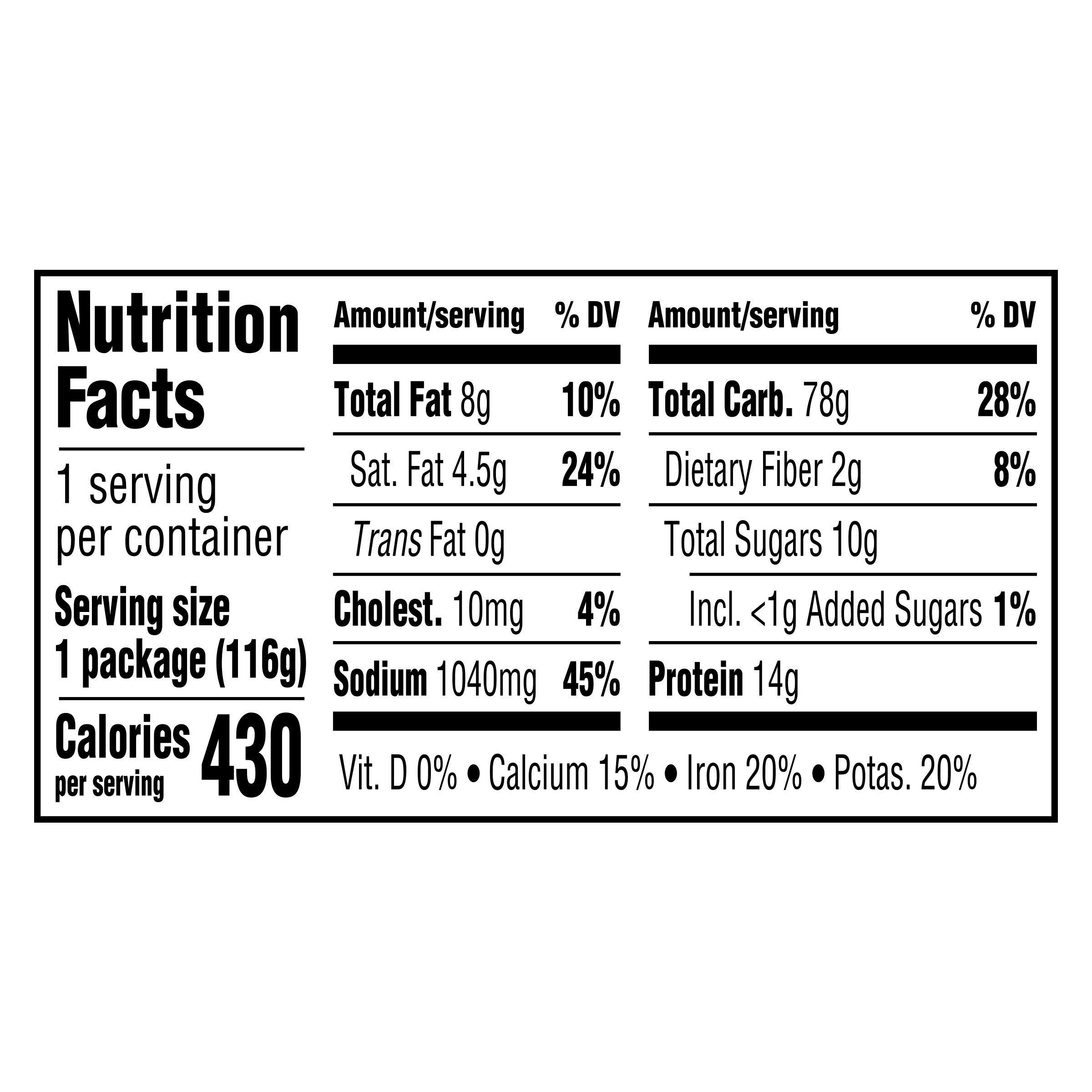 Nutrition info for this product.